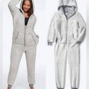 Victoria’s Secret PINK Oasis Plush Zip Up Sherpa Hoodie Onesie
